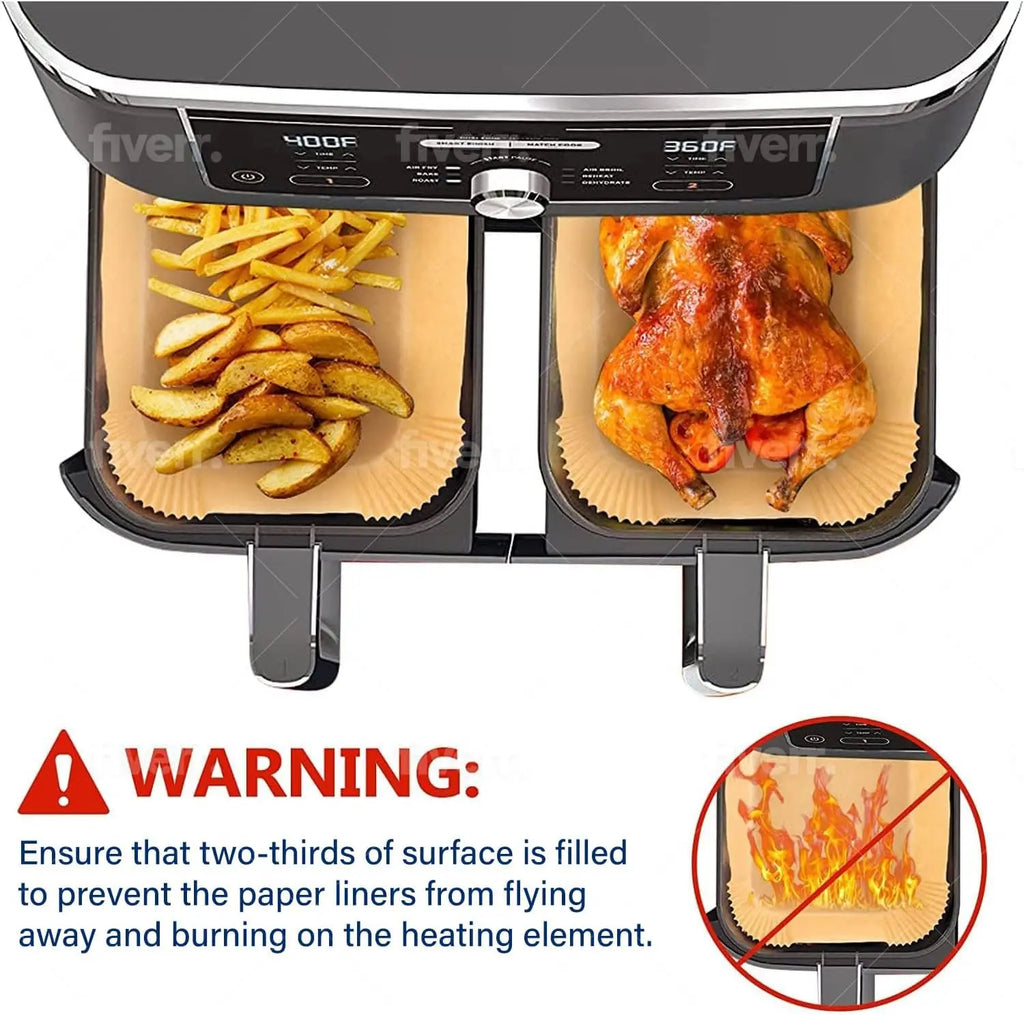 Disposable Air Fryer Paper Liners – Non-Stick Baking Sheets for Ninja Dual XL