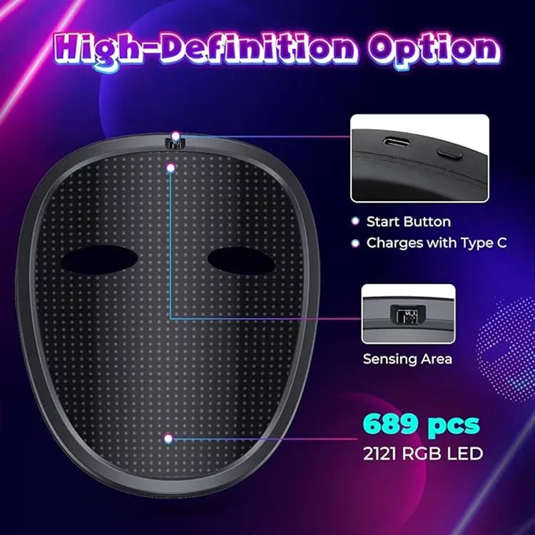 LED Gesture Sensing Mask – Luminous Kids Costume for Halloween Parties