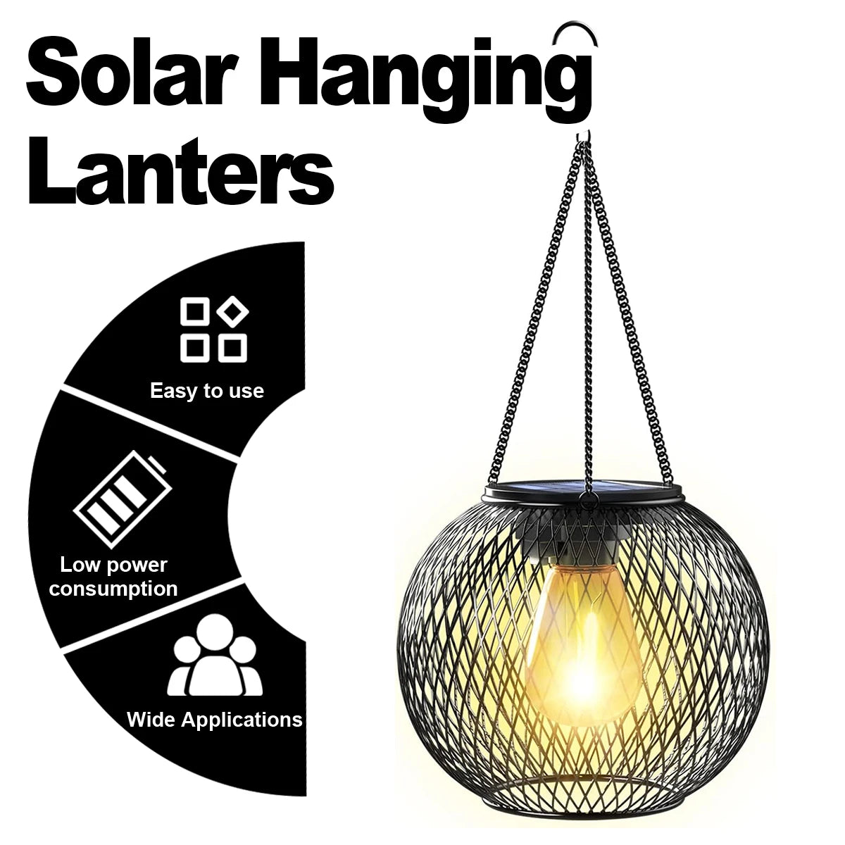 Solar LED Hanging Lantern – Waterproof Decorative Lamp for Outdoor Lighting