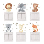 Cartoon Animal Switch Stickers – Cute Boho Wall Decals for Kids Nursery