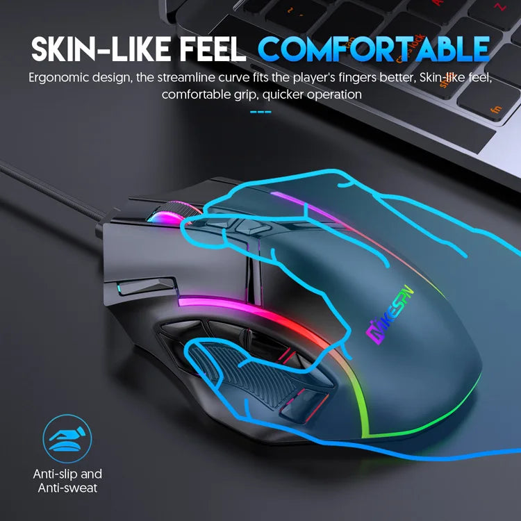 RGB Gaming Mouse – 12800 DPI Programmable 12-Button Ergonomic Controller for PC