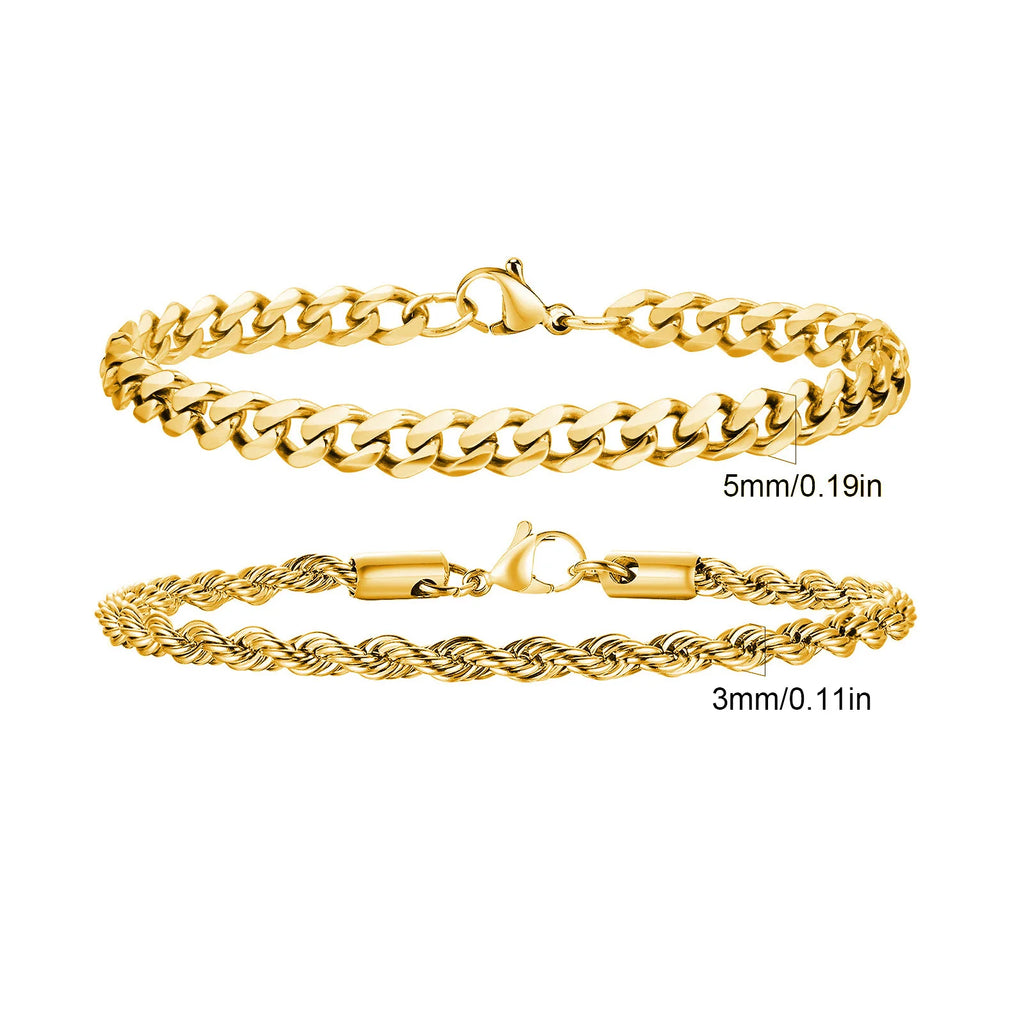 Stainless Steel Chain Bracelet – Men’s Trendy Cuban Link Wristband for Jewelry