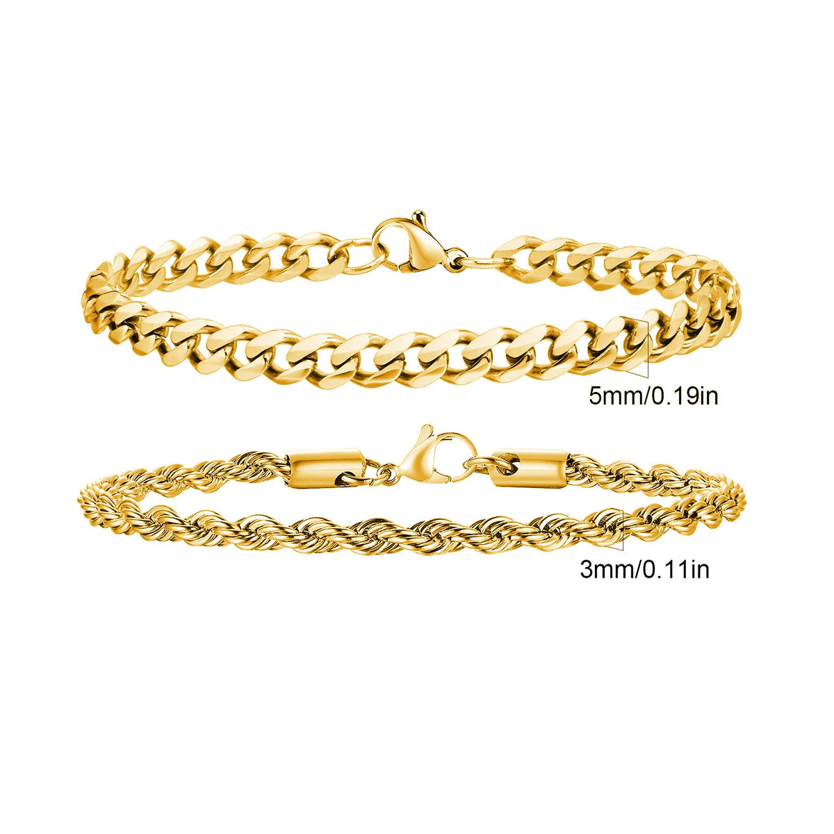 Stainless Steel Chain Bracelet – Men’s Trendy Cuban Link Wristband for Jewelry