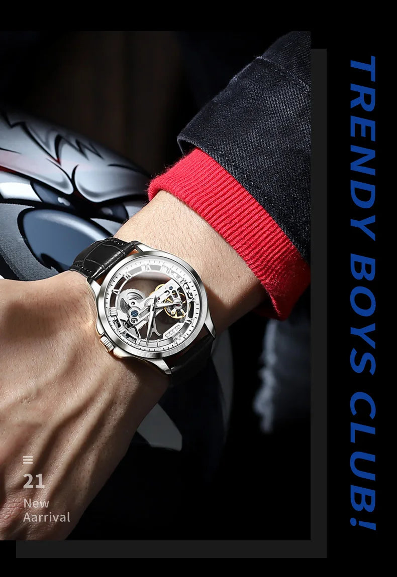 Automatic Mechanical Wristwatch – Skeleton Dial for Men Business Formal