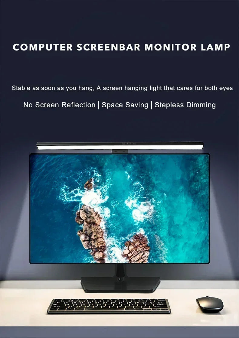 Dimmable LED Monitor Light Bar – Adjustable Desk Lamp for Reading and Study