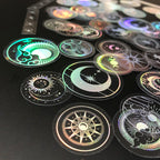 Glitter Gold PET Adhesive Stickers – Celestial Stars and Moon for Journaling