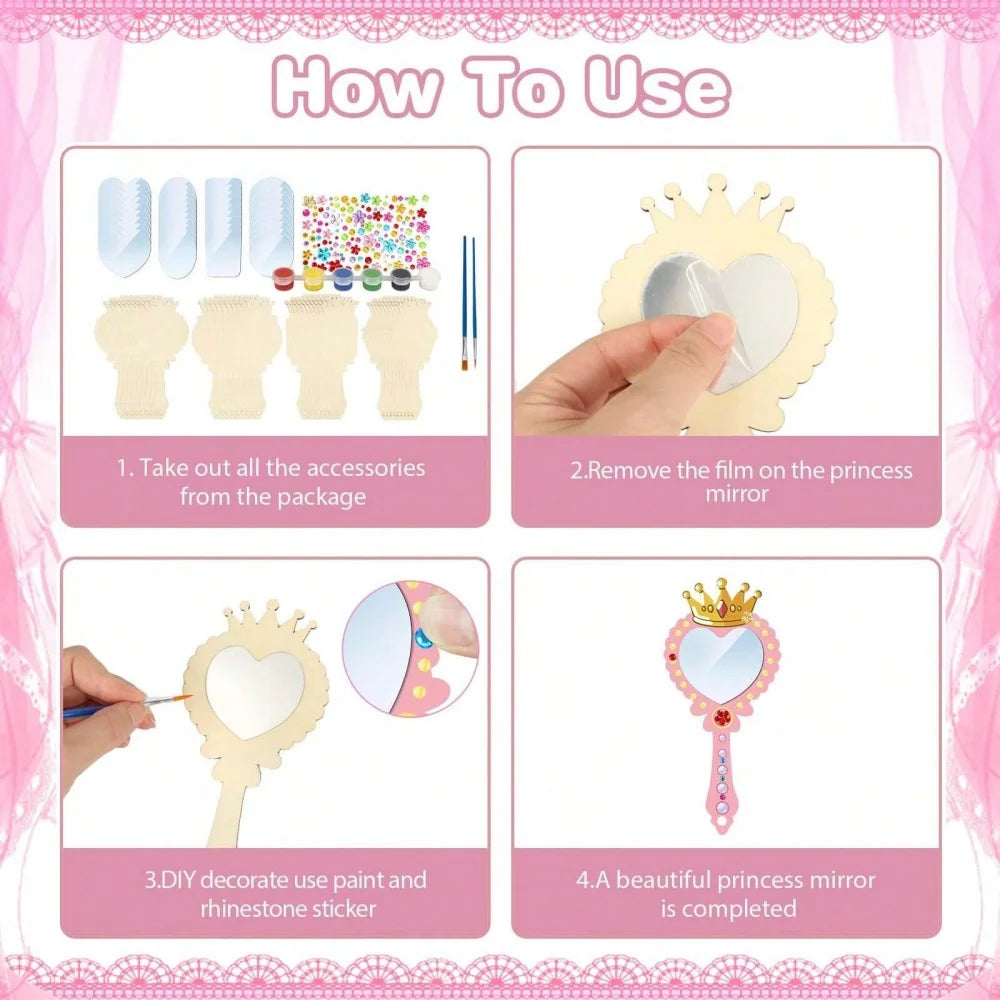 Wooden Hand Mirror Crafts – DIY Paintable Decor for Kids Art Activities