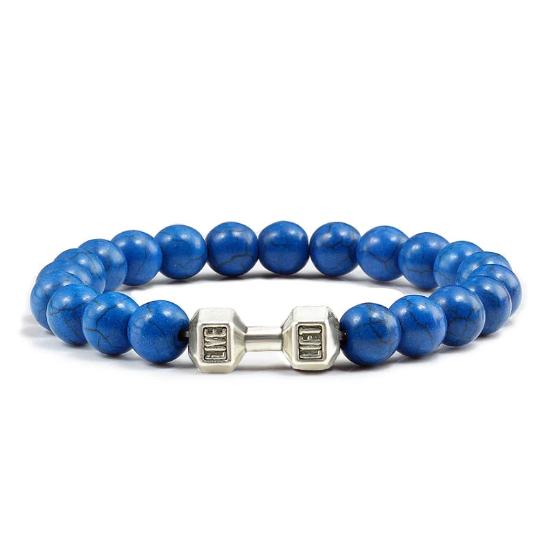 Volcanic Stone Dumbbell Bracelet – Matte Lava Bead Jewelry for Fitness Enthusiasts