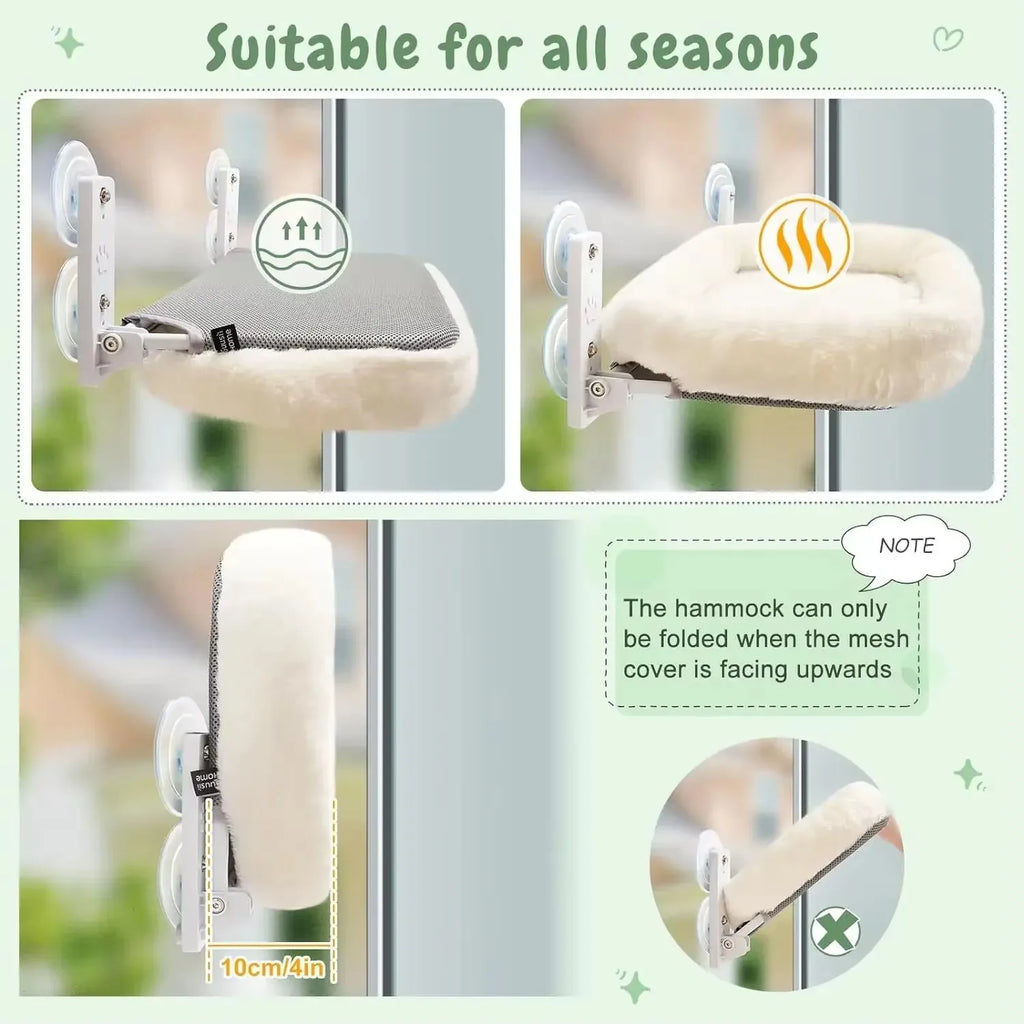 Cat Window Hammock – Suction Cup Sunbathing Seat for Indoor Cat Relaxation