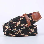 Woven Elastic Canvas Belt – Stretch Braided Buckle Strap for Casual Jeans