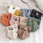 Embroidered Expression Ankle Socks – Kawaii Cotton Fashion for Casual Wear