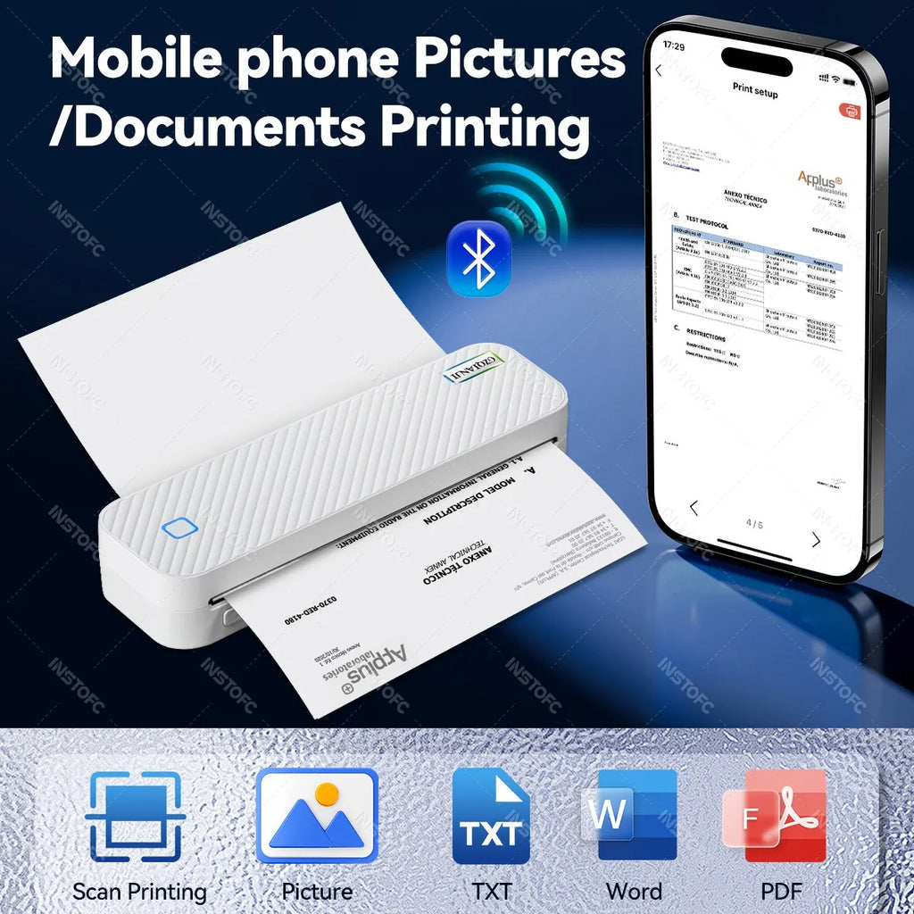 Portable A4 Thermal Printer – Bluetooth Photo and Document Maker for Office