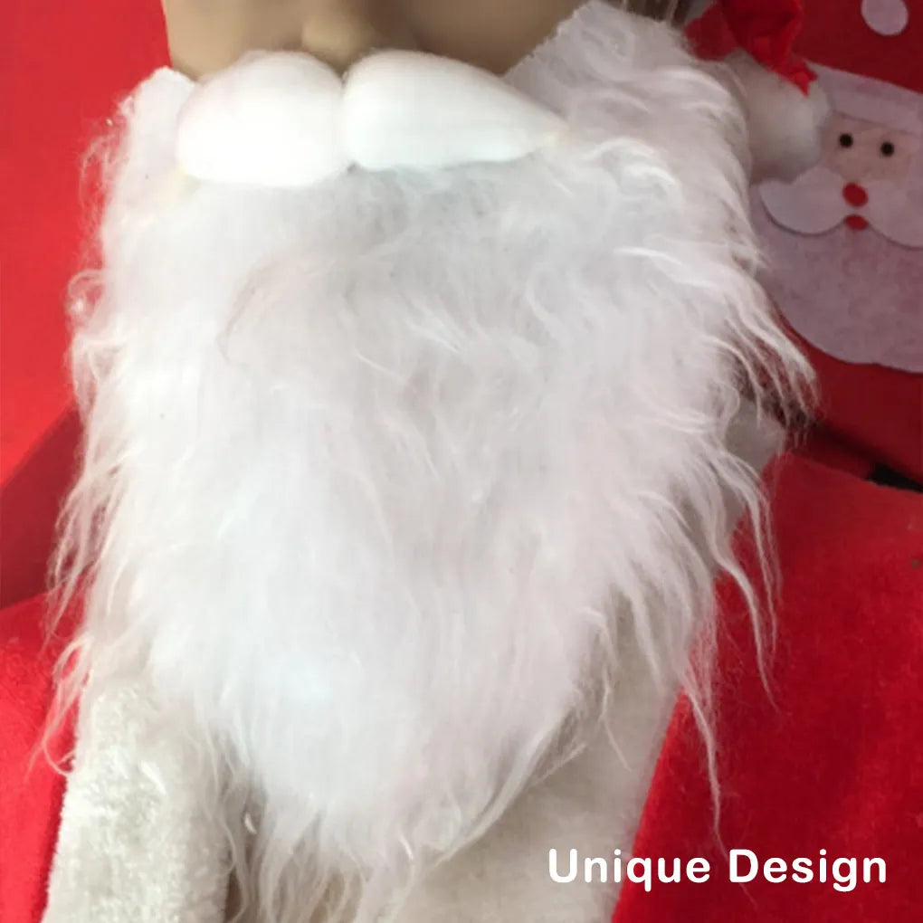 Santa Claus Fake Beard and Moustache – White Facial Hair for Christmas Cosplay
