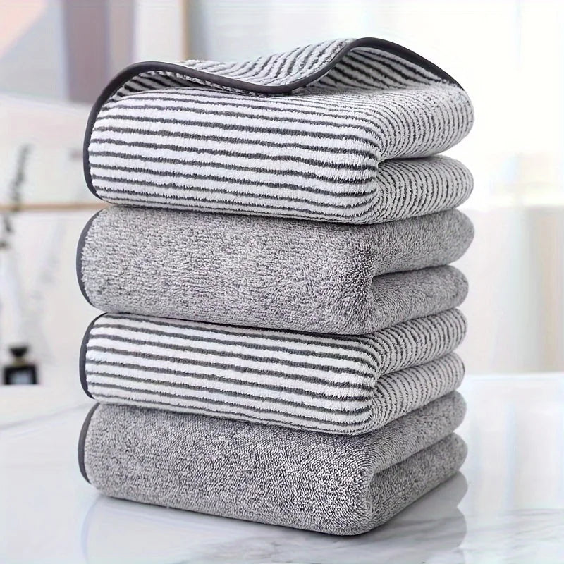 Striped Bamboo Hand Towel – Absorbent Soft Bathing Cloth for Home Bathroom 35x75cm