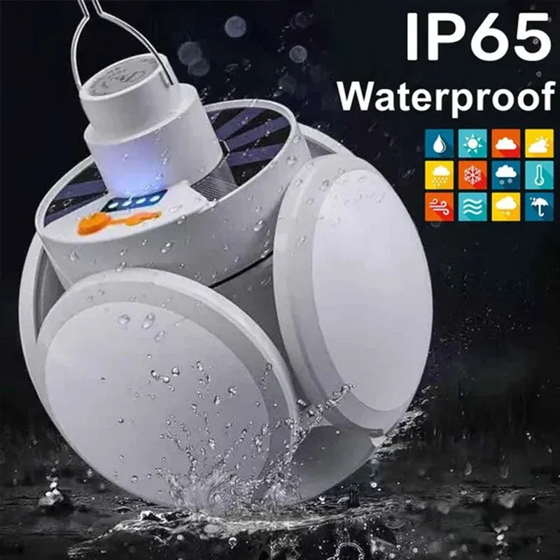 Portable Solar LED Folding Lantern – USB Rechargeable for Camping Emergency