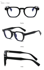 Vintage Rivet Oval Sunglasses – Leopard Anti Blue Light Frames for Men and Women