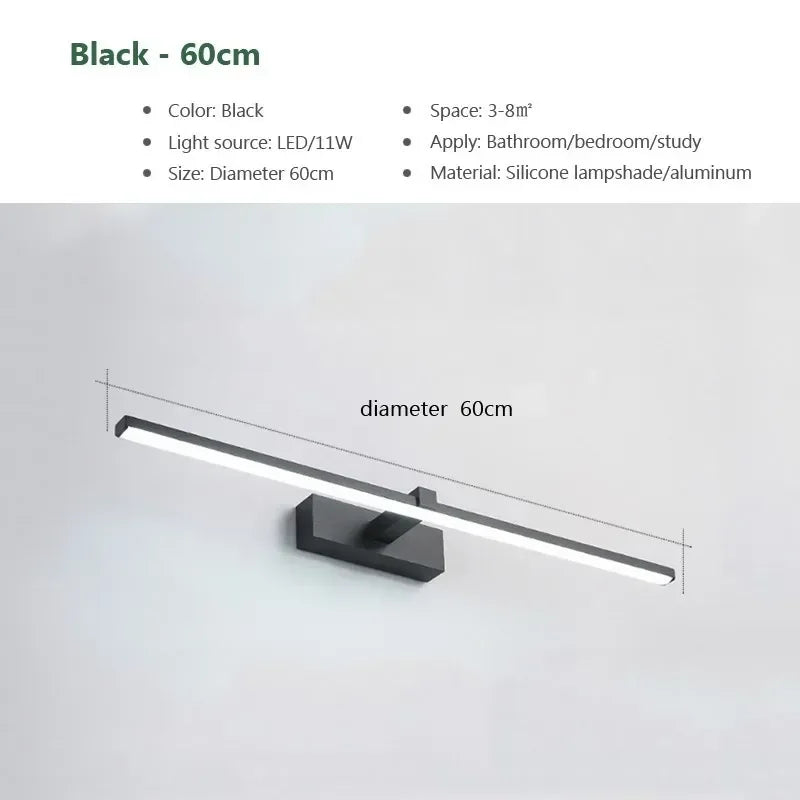 Modern LED Wall Mirror Light – Waterproof Bathroom Vanity Lamp for Makeup