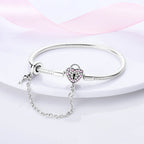 925 Sterling Silver Charm Bracelet – Adjustable Green Zircon for Birthday Gifts