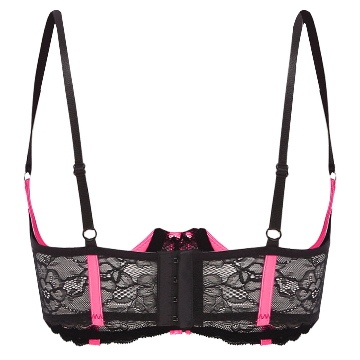 Wetlook Leather Push Up Bralette – Underwire Lace Lingerie for Sexy Cosplay