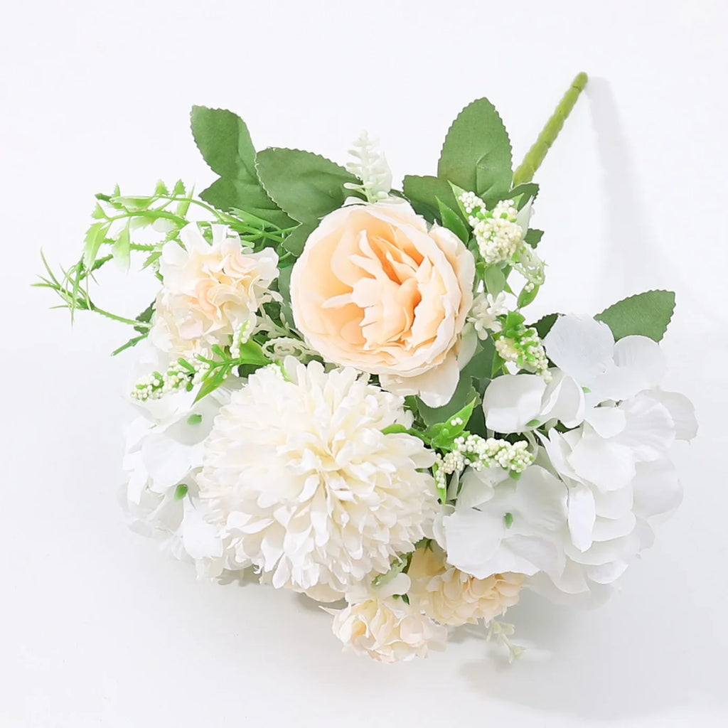 Silk Peony and Hydrangea Bouquet – Artificial Floral Decor for Wedding Home
