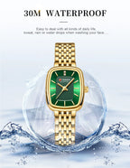 Gold Stainless Steel Quartz Watch – Elegant Square Dial for Business Fashion