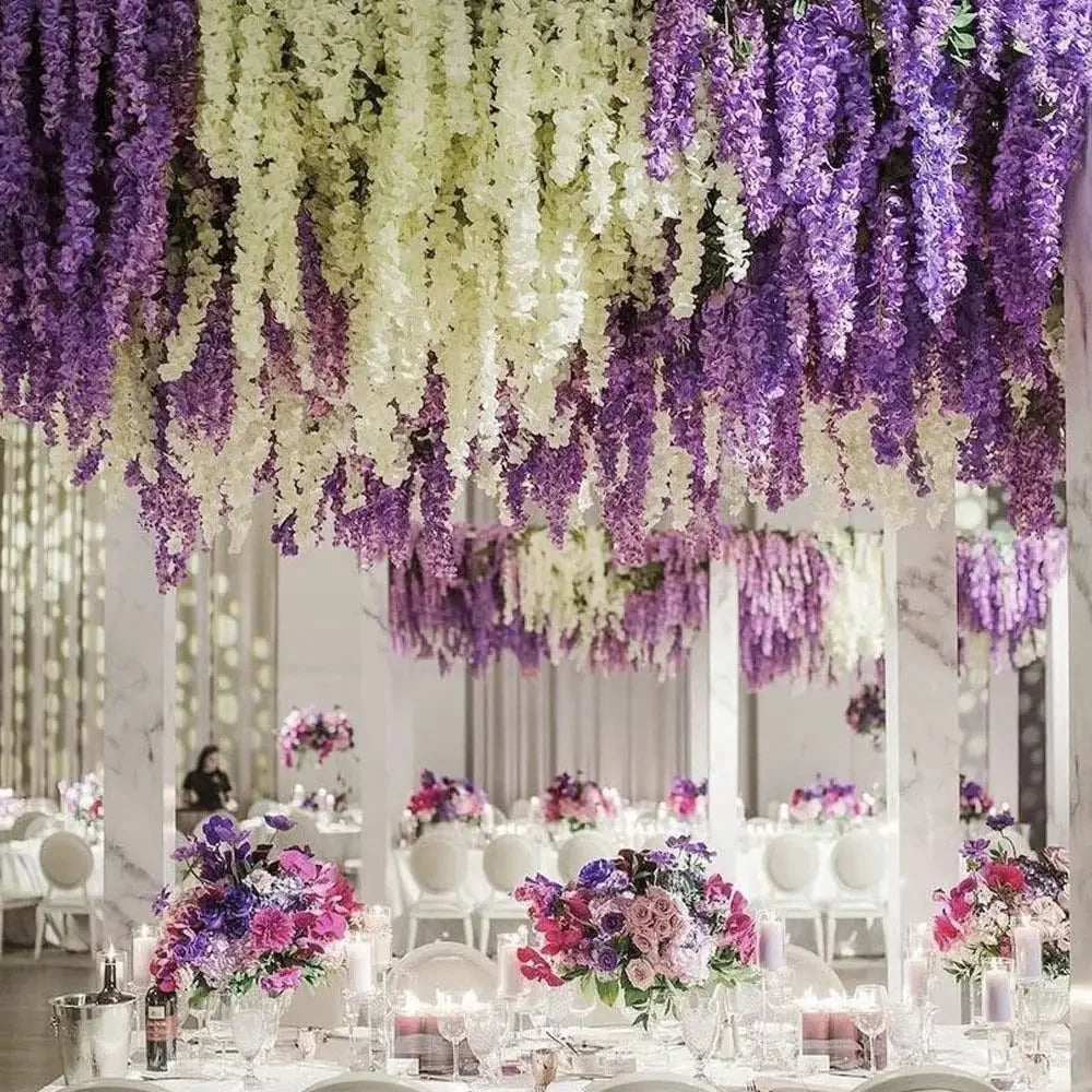 Silk Wisteria Hanging Vines – 110cm Artificial Flower Garland for Wedding Decor