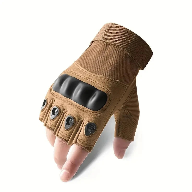 Tactical Fingerless Gloves – Hard Shell Knuckle Protection for Outdoor Sports