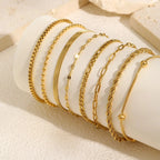 Gold Herringbone Chain Bracelet – Waterproof Stainless Steel for Women