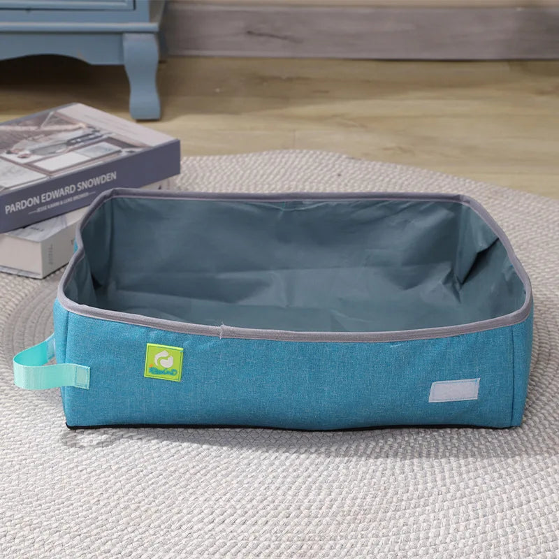 Foldable Cat Litter Box – Waterproof Oxford Cloth for Travel and Home