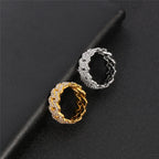 Iced Out Cuban Link Ring – Gold Plated CZ Band for Hip Hop Fashion