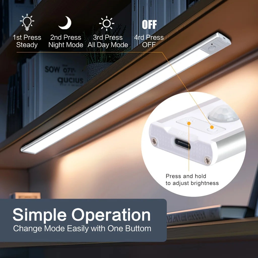 LED Motion Sensor Night Light – Rechargeable Wireless Lamp for Kitchen Bedroom