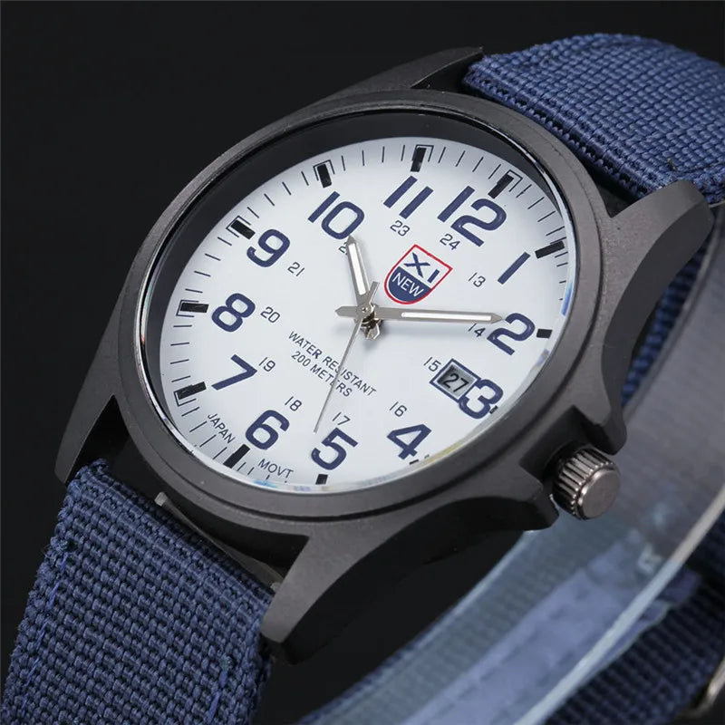 XINEW Nylon Band Quartz Watch – Military Casual Wristwatch for Men