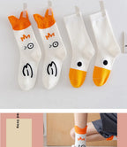 Cartoon Duck Mid-Tube Socks – Cute Animal Crew Socks for Kids