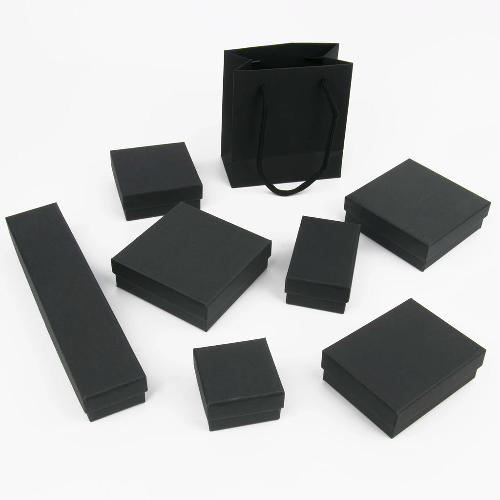 Black Square Jewelry Box – Velvet Display Organizer for Rings and Earrings