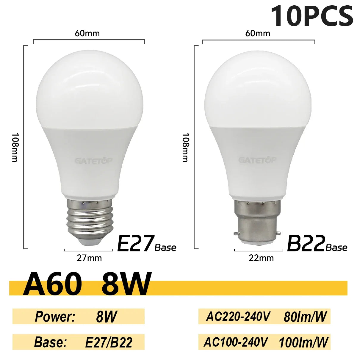 Energy Saving LED Light Bulb – A60 A80 E27 B22 Lamp for Home Lighting
