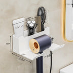 Bathroom Wall Organizer – Hair Dryer Holder with Storage Baskets for Vanity