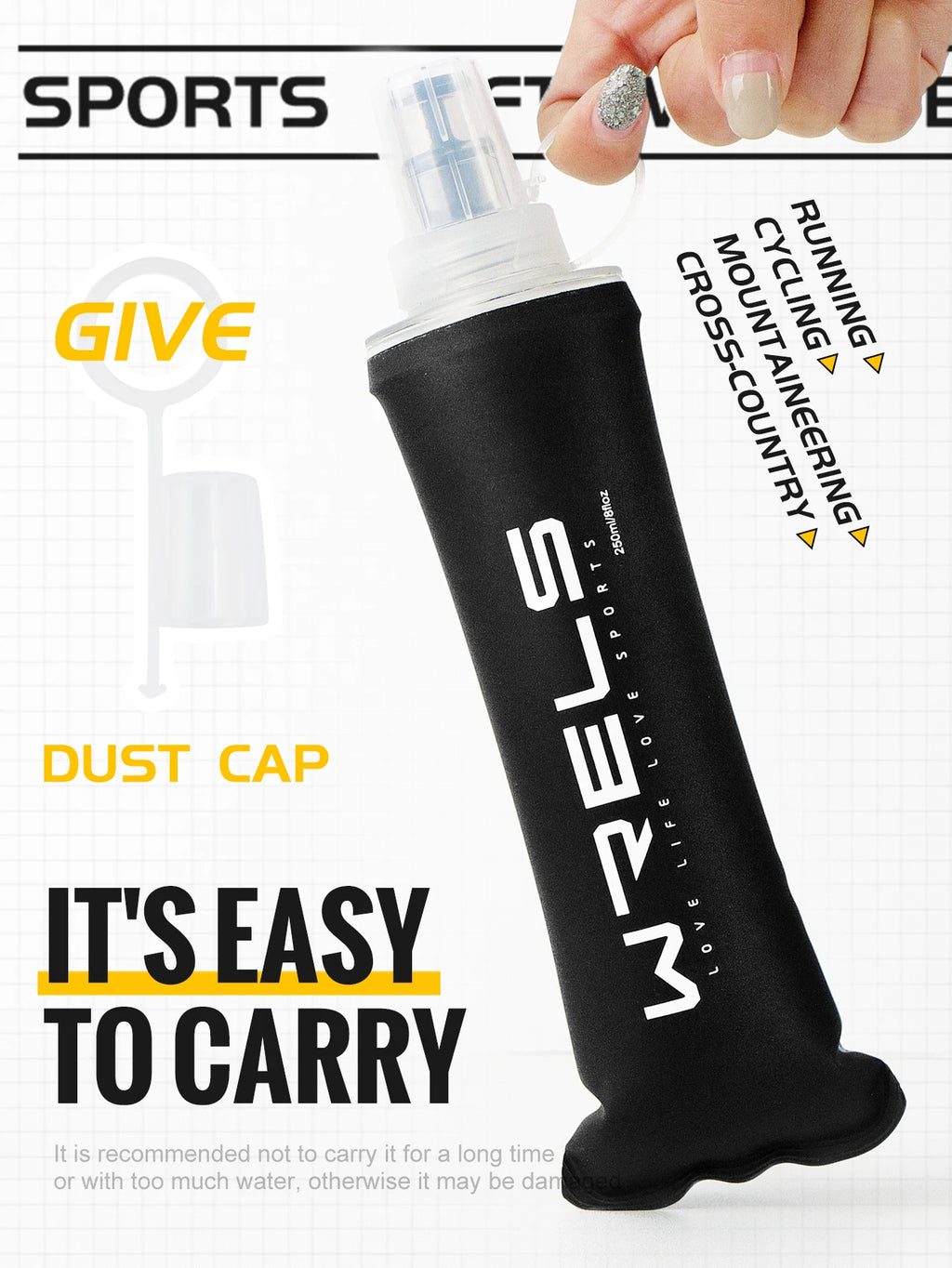 TPU Soft Water Bottle – Foldable BPA Free Hydration Flask for Running Hiking
