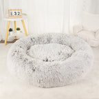 Plush Donut Dog Bed – Large Round Fluffy Kennel for Winter Pet Comfort