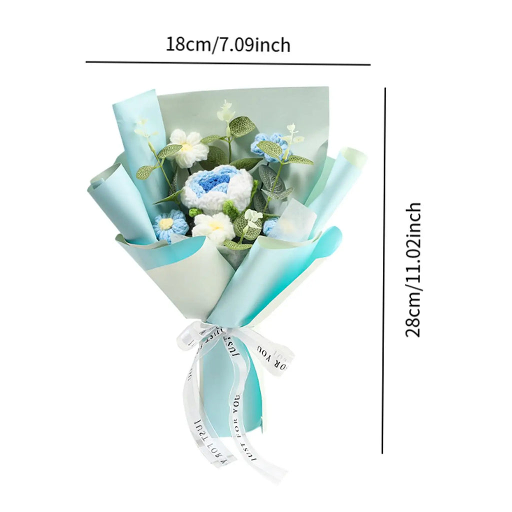 Handmade Crochet Flower Bouquet – Knitted Floral Decor for Gift Giving