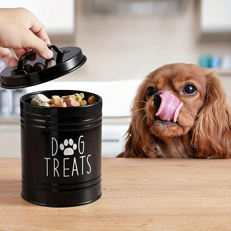 Metal Pet Treat Container – Airtight Food Storage Jar for Dogs and Cats