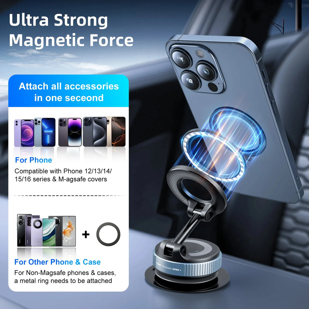 Magnetic Car Phone Holder – 360° Rotatable Suction Mount for Navigation
