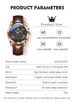 OLEVS Quartz Men's Watch – Luxury Waterproof Leather Wristwatch for Business