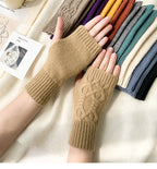 Soft Wool Half Finger Gloves – Warm Knit Arm Mittens for Winter Outdoor