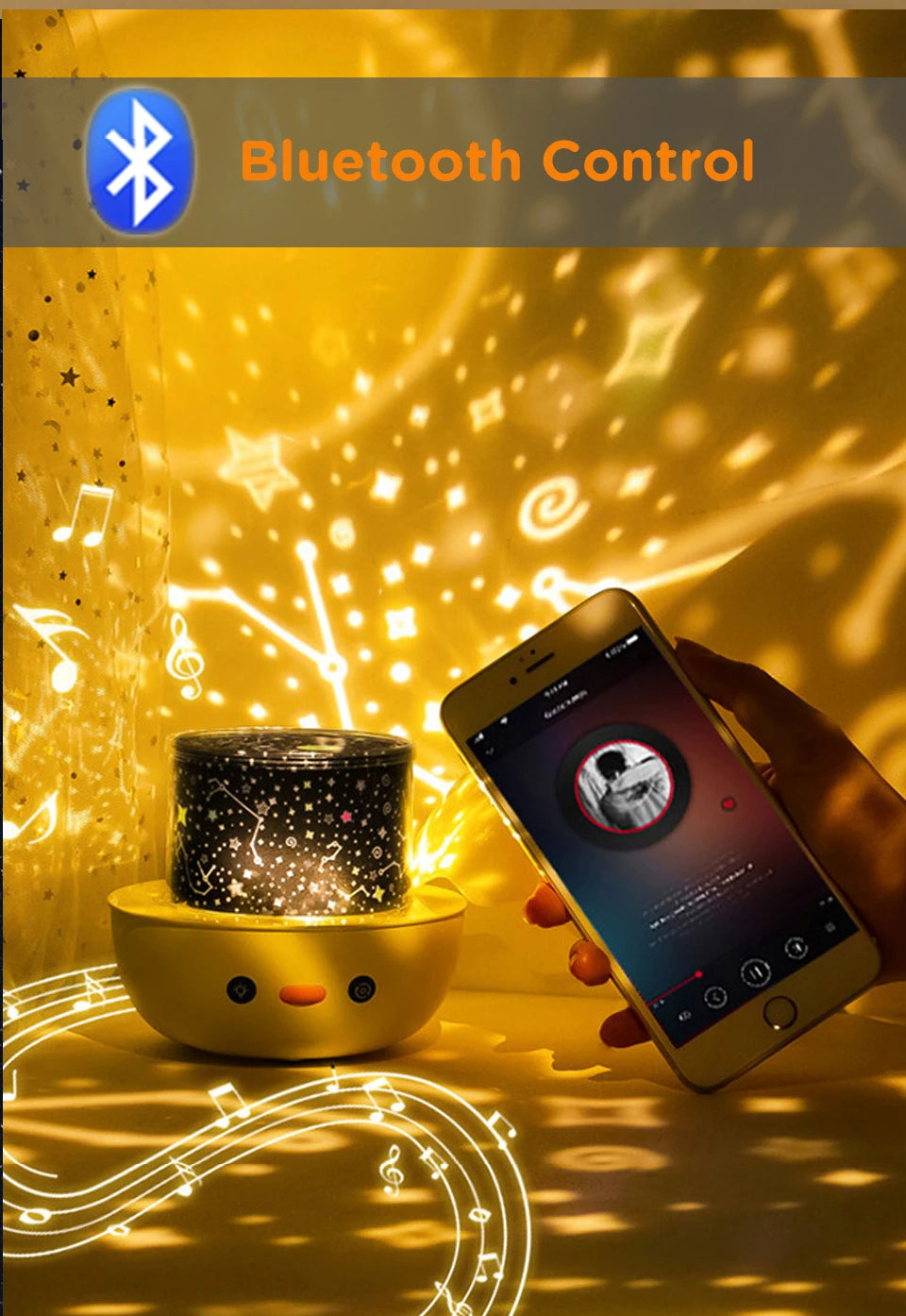 Rotating Galaxy Music Projector – Bluetooth LED Night Light for Kids Bedroom