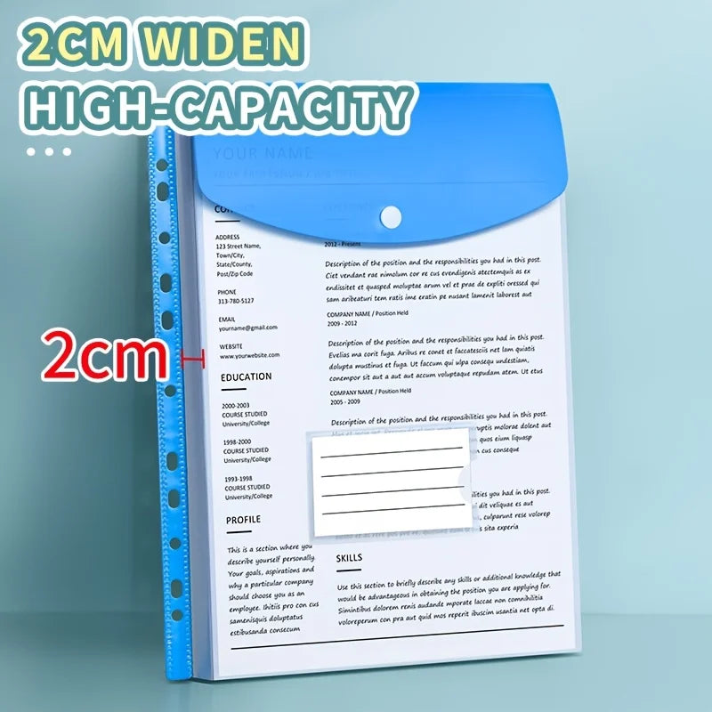 A4 Loose Leaf File Bags – 11-Hole Expandable Binder Pockets for Office School