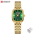 Gold Stainless Steel Quartz Watch – Elegant Square Dial for Business Fashion