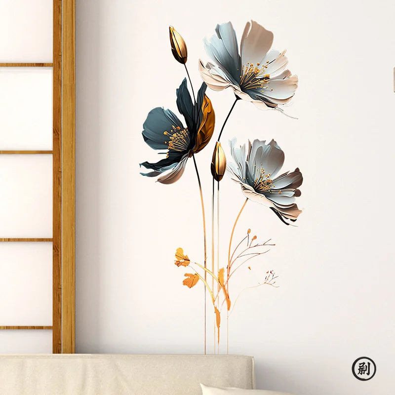 3D Relief Floral Wall Stickers – Self-Adhesive Decor for Kids Bedroom