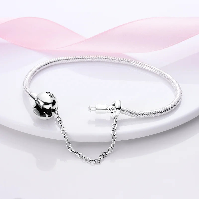 925 Sterling Silver Charm Bracelet – Adjustable Green Zircon for Birthday Gifts