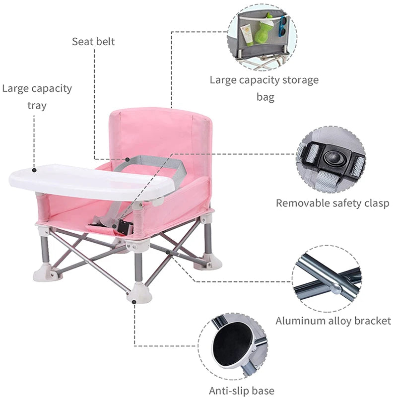 Portable Baby Booster Seat – Folding Dining Chair for Travel and Outdoor Use