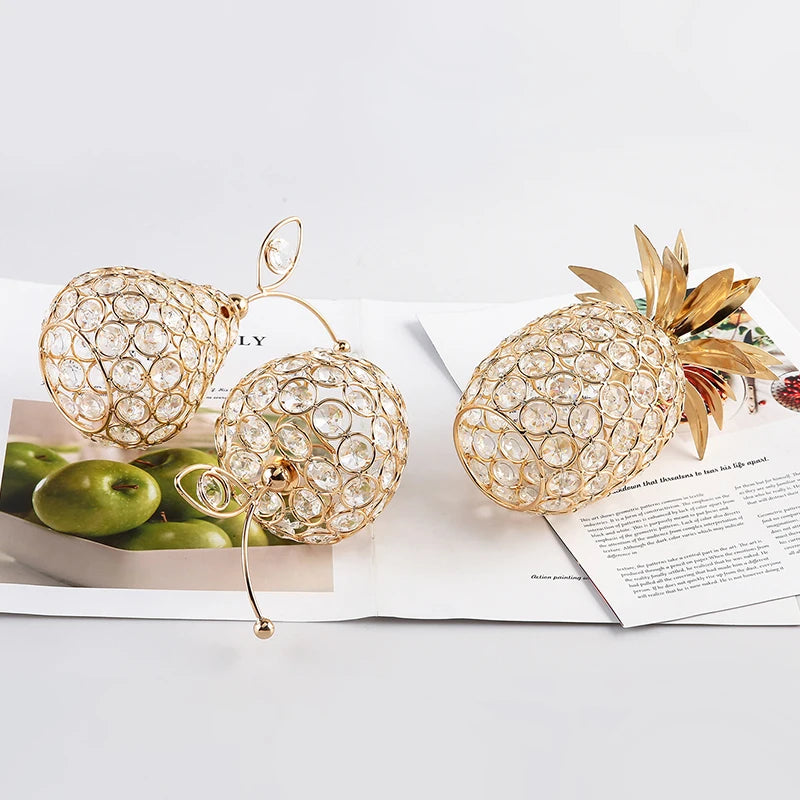 Crystal Rhinestone Apple Ornament – Sparkling Miniature Decor for Home